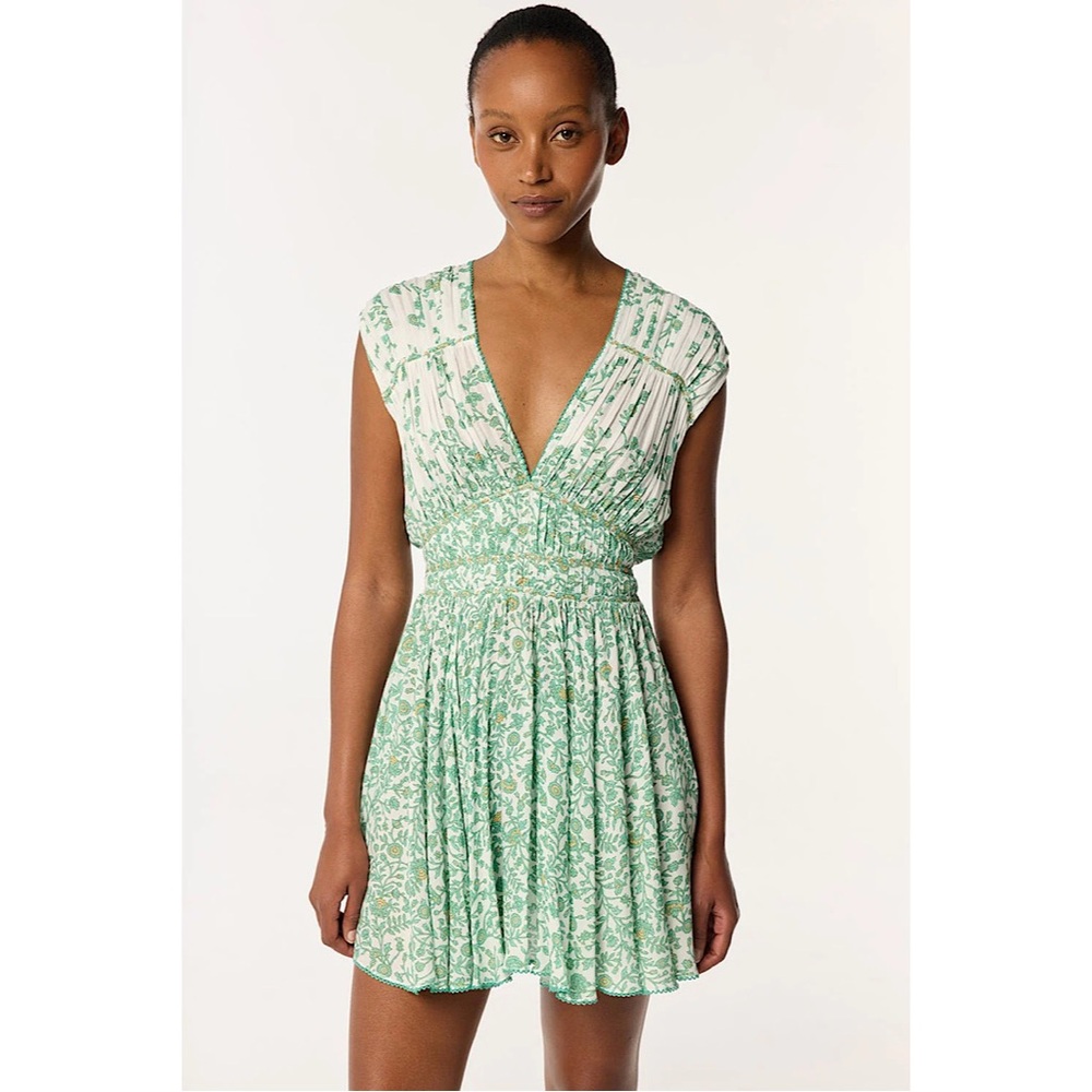 Poupette St. Barth Mint & White Printed Mini Dress